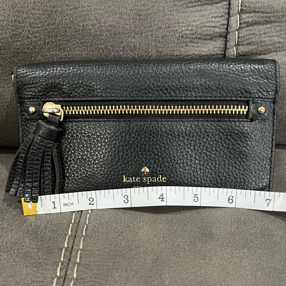 Kate Spade Black Leather Clutch with Gold Accents